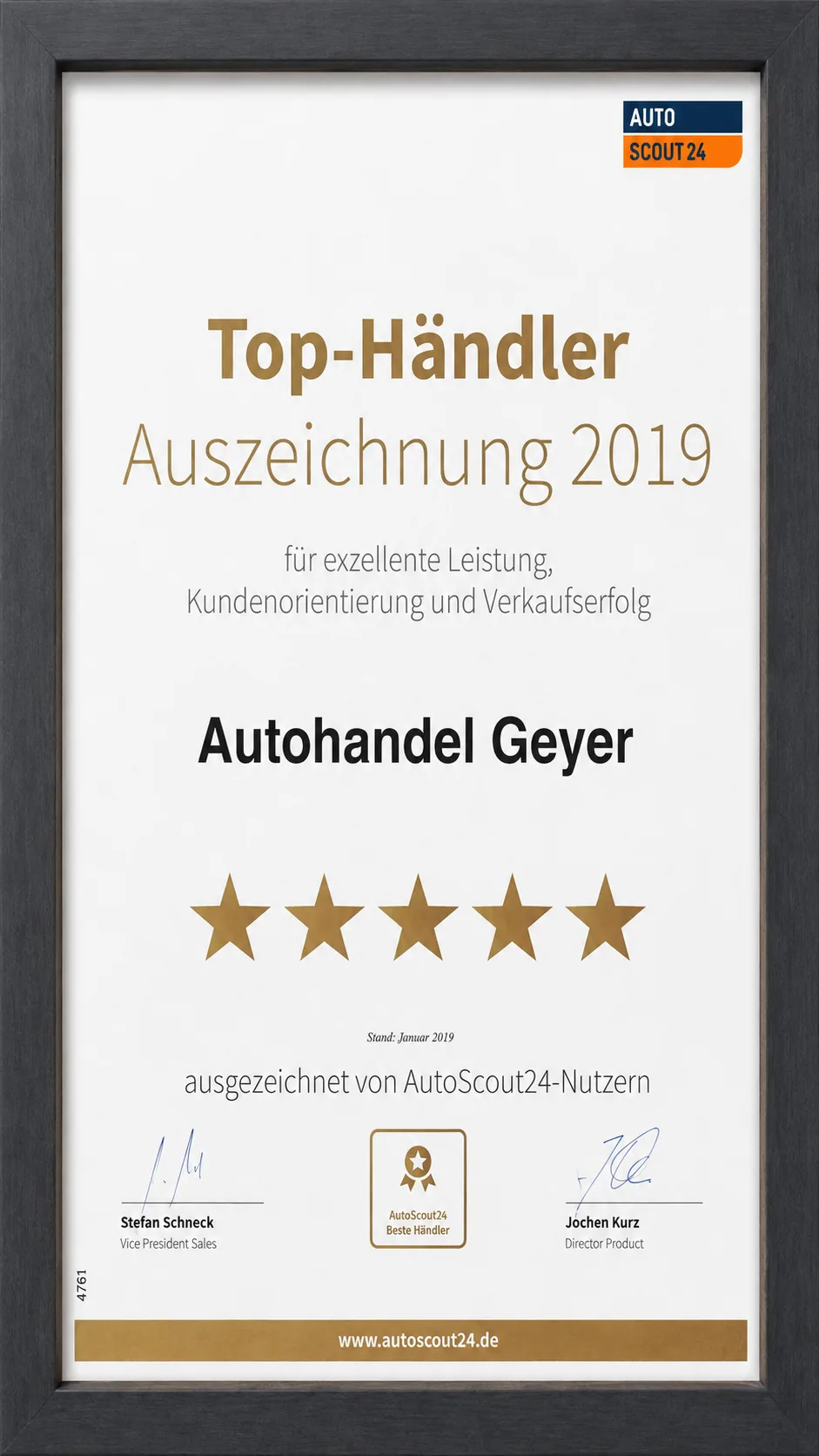 AutoScout24 Top-Händler 2019 für GEYERLINER Autohandel Geyer in Markkleeberg